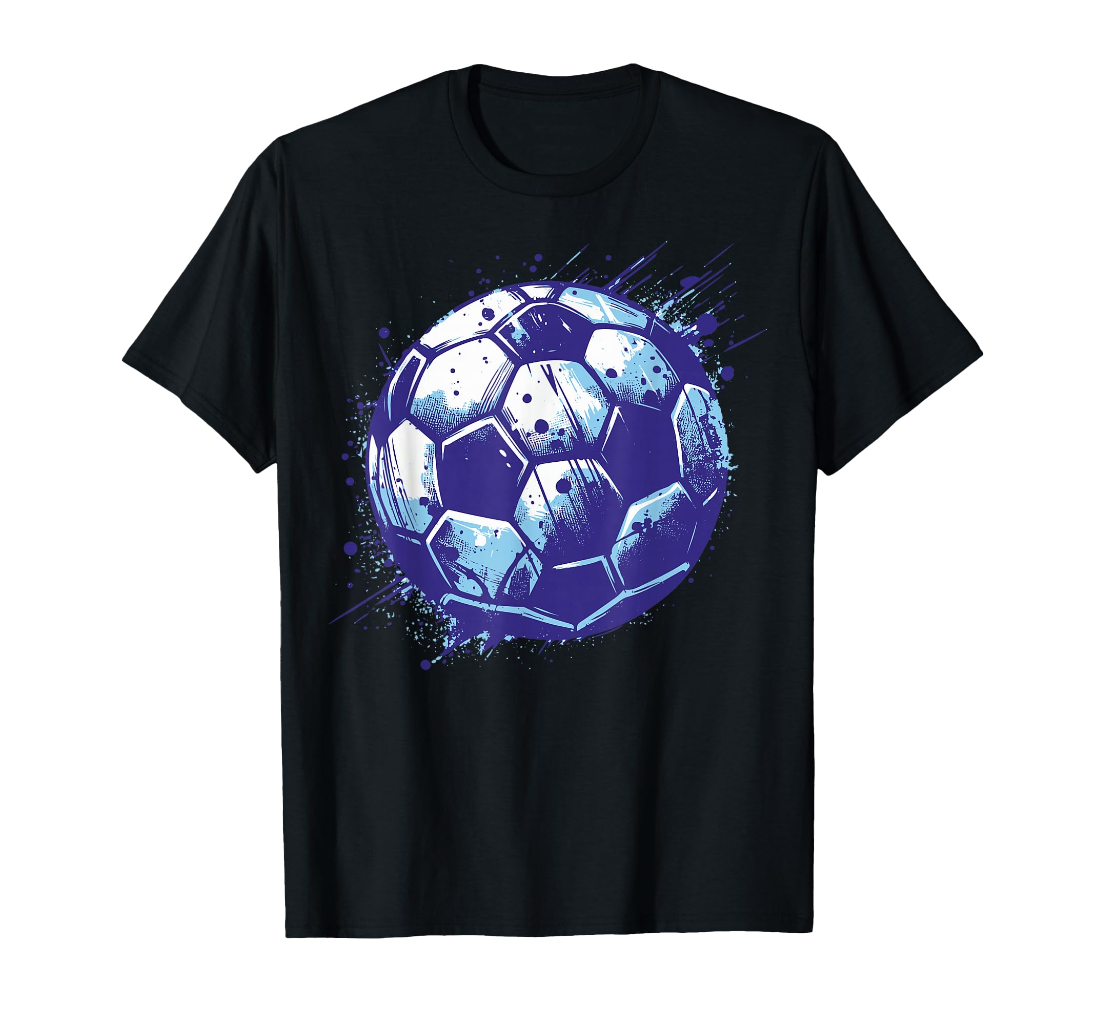 Grunge Soccer Ball Distressed Blue T-Shirt - Trendy Graphic for Adults