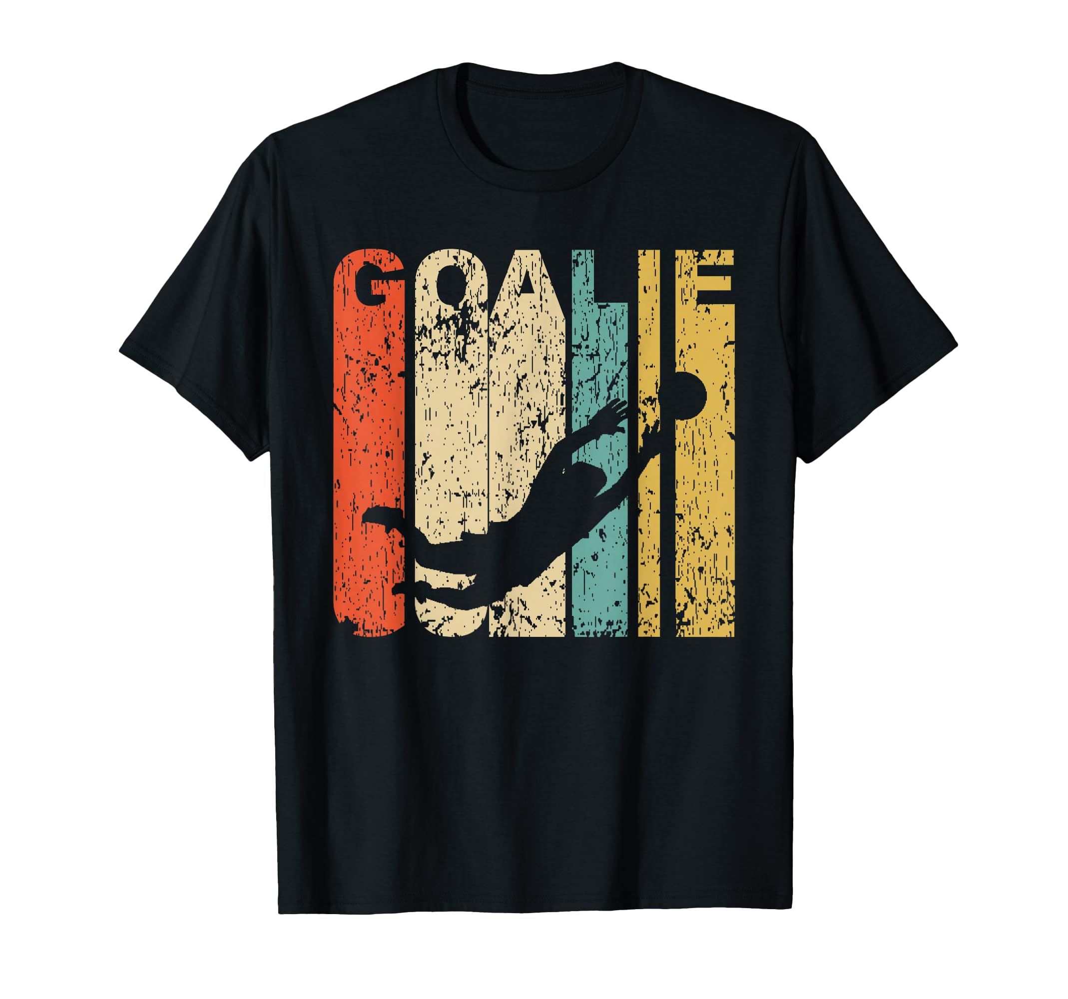 Soccer Goalie Silhouette Sports Distressed T-Shirt - Graphic Print Unisex