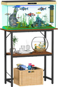 Snughome 10-30 Gallon Fish Tank Stand, Aquarium Stand 2-Tier Storage Shelves, Heavy Duty Terrarium Stand for Home Office Fish Tank Shelf, 30" L x 11.8" W x 30.7" H, Rustic Brown