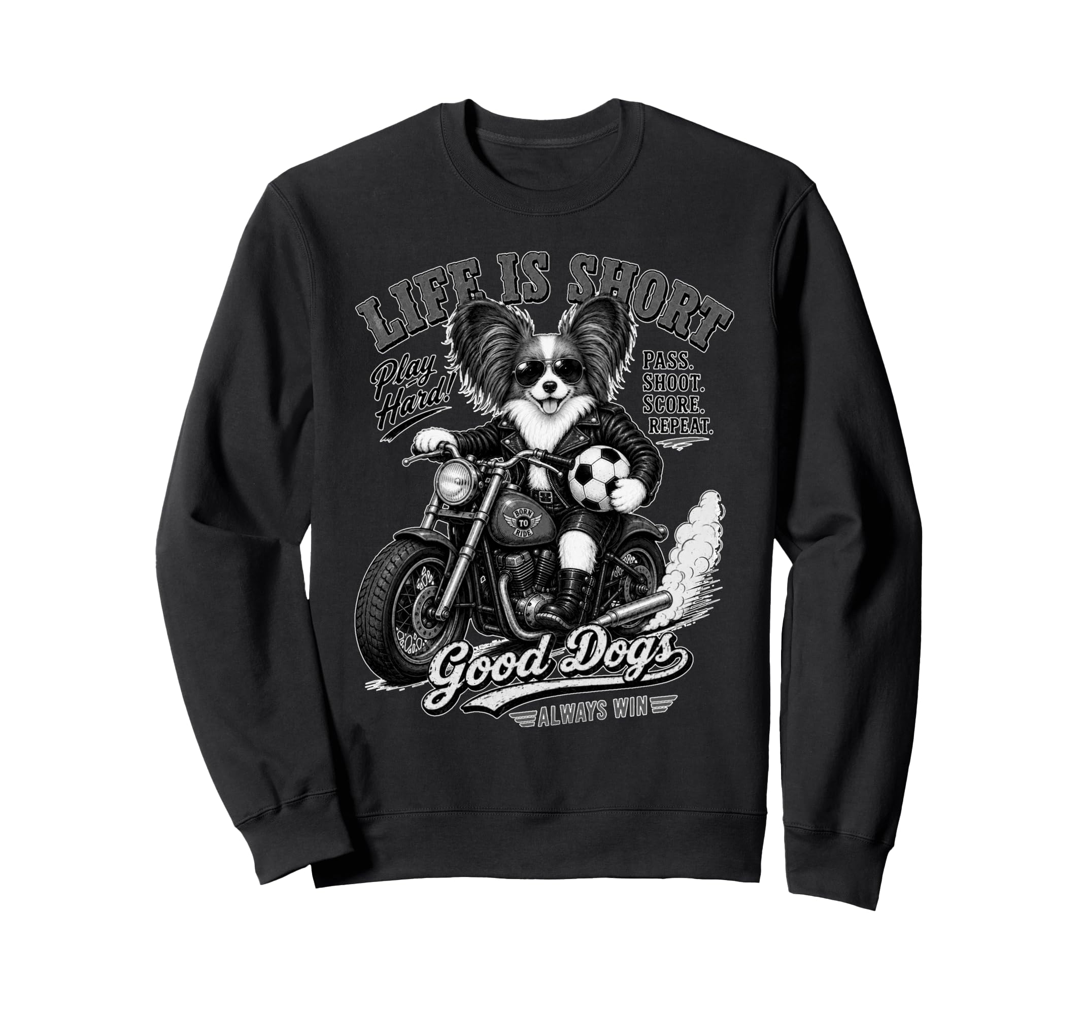 Papillon Motorbike Love Footbal Sweatshirt - Casual Everyday Wear Unisex