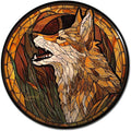 Lygond Metal Sign Tin Sign Circular Stained Glass Coyote Signs for Garden for Pub 12×12 Inches