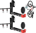 Bike Wall Mount Rack Adjustable & Foldable Garage Bike Rack with Swivel Design & 2 Storage Hooks, Fits 20"-29" Bikes, Holds Up to 77 lbs, Easy Install & Space-Saving Bike Storage 2 Pack