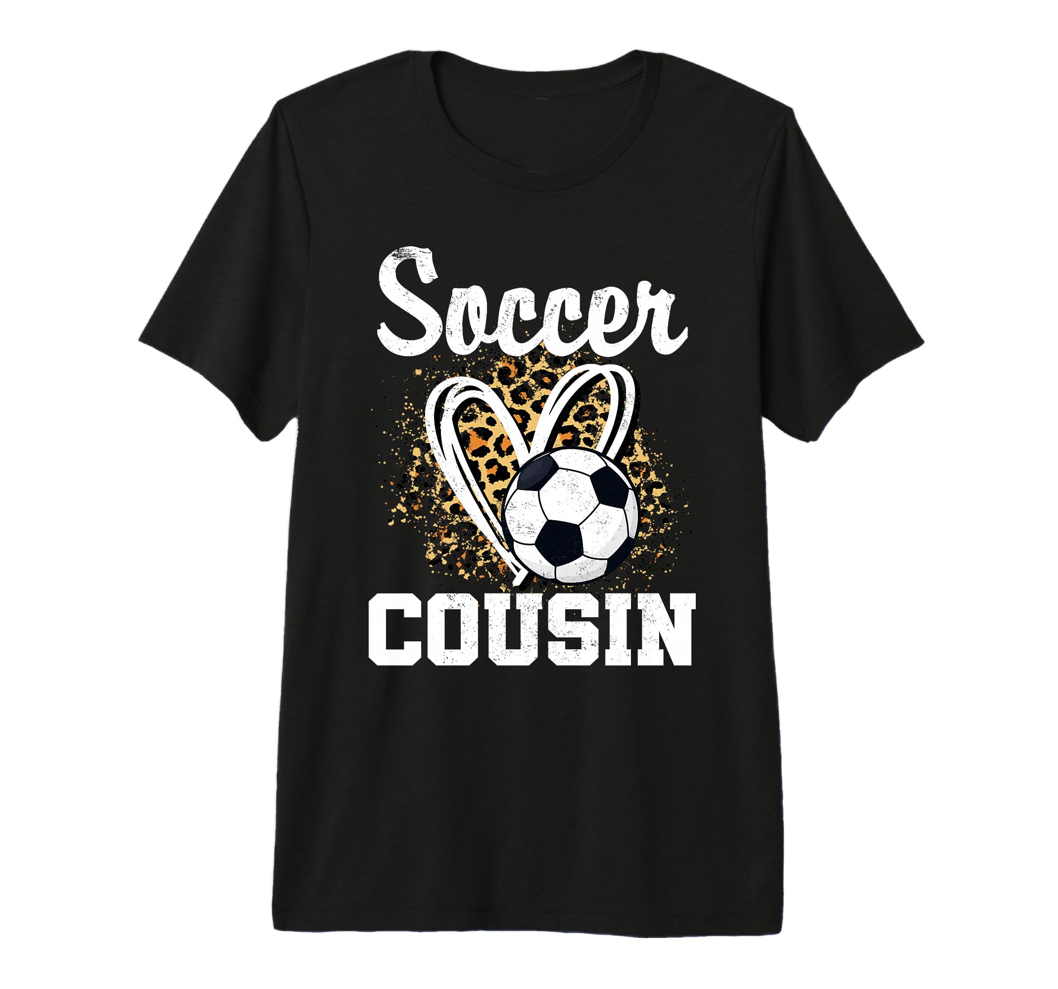 Soccer Cousin Leopard Heart Tri Blend T-Shirt - Custom Art Print Men Women