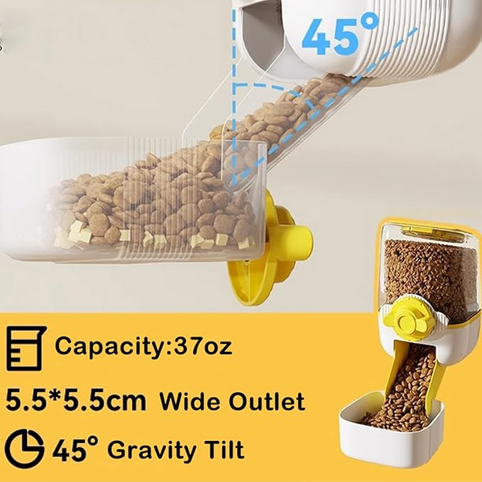 Pet Hanging Automatic Feeders Drinking Bowls，Gravity Rabbit Feeder and Water Set，Cage Cat Food Bowl Feeding Station for Puppy Kitten Chinchilla Hedgehog Guinea Pig Ferret (Blue-Pink Food)