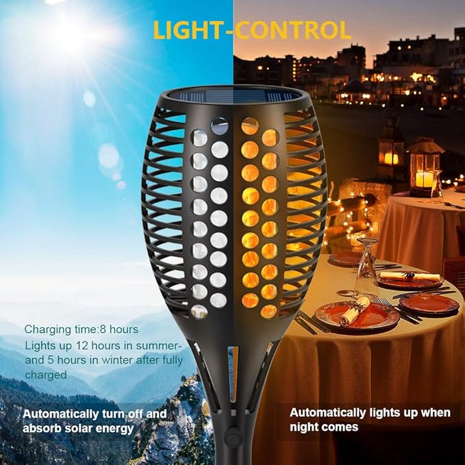 Aityvert Solar Lights, 43" Flickering Flames Torch Lights Outdoor Waterproof Landscape Decoration Lighting Dusk to Dawn Auto On/Off Security Flame Lights for Yard Garden Pathway Driveway (4 Pack)