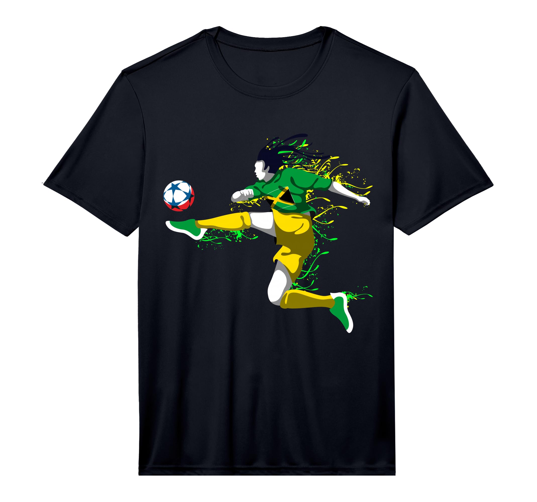 Jamaica Soccer Team Jamaican Flag T-Shirt - Novelty Apparel for Adults