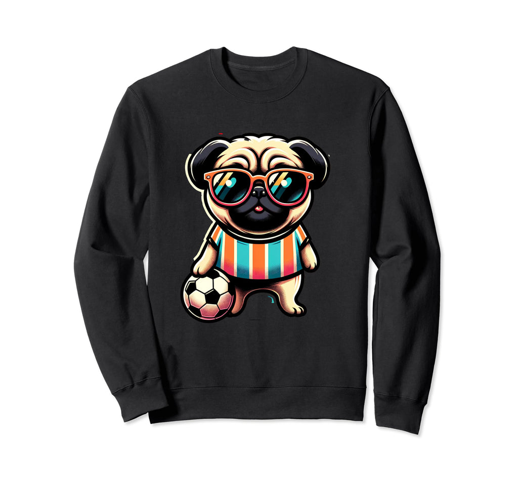 Pug Dog Soccer Champion Fan Ball Sweatshirt - Trendy Graphic for Adults