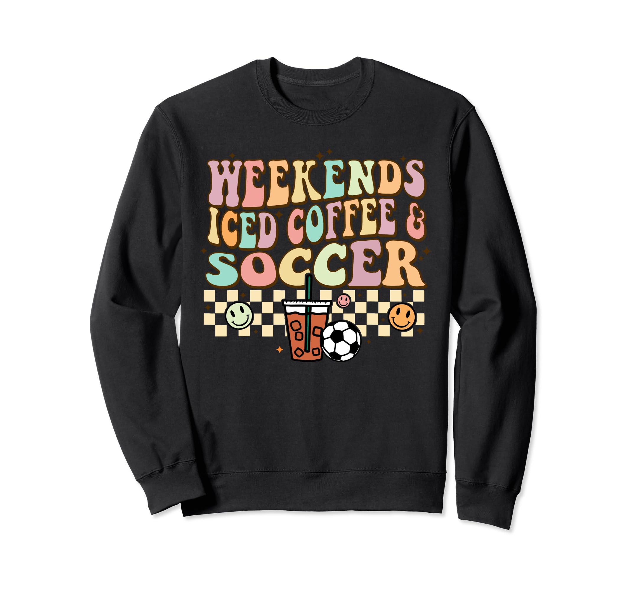 Weekends Iced Coffee Soccer Groovy Sweatshirt - Streetwear Style for Adults