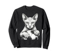 Hairless Sphynx Cat Holding Sweatshirt - Casual Everyday Wear Men Women