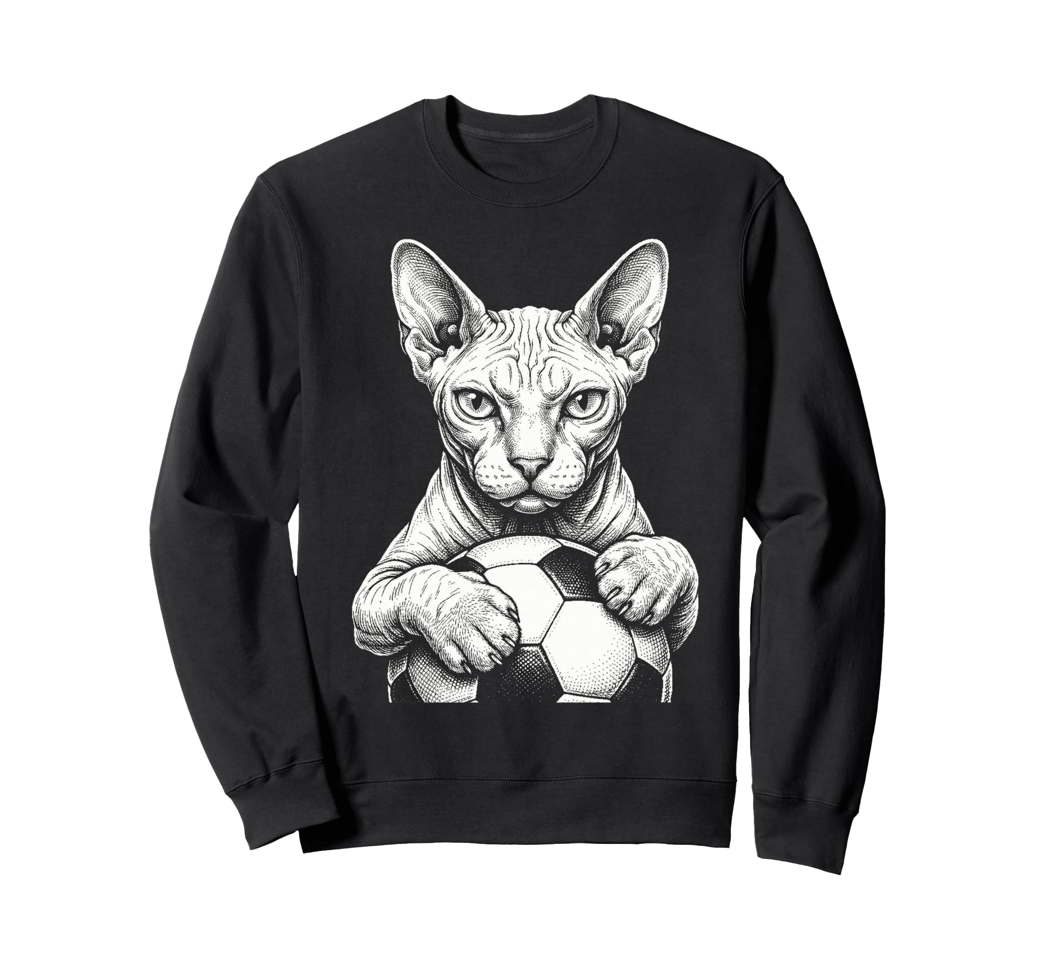 Hairless Sphynx Cat Holding Sweatshirt - Casual Everyday Wear Men Women
