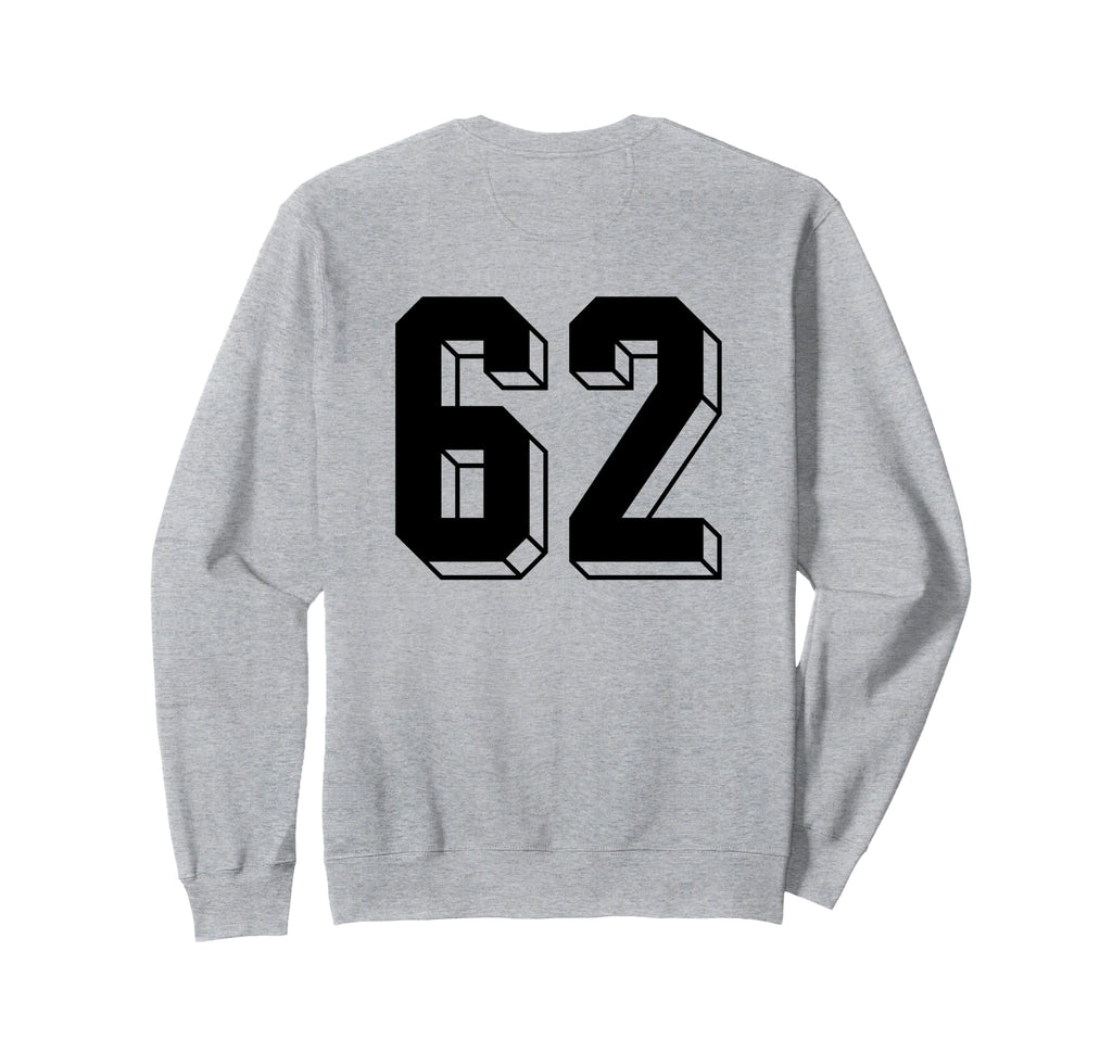 Number 62 Backside 80S 90S Team Sweatshirt - Minimalist Print Unisex