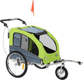 Aosom Dog Bike Trailer 2-in-1 Pet Stroller with Canopy and Storage Pockets