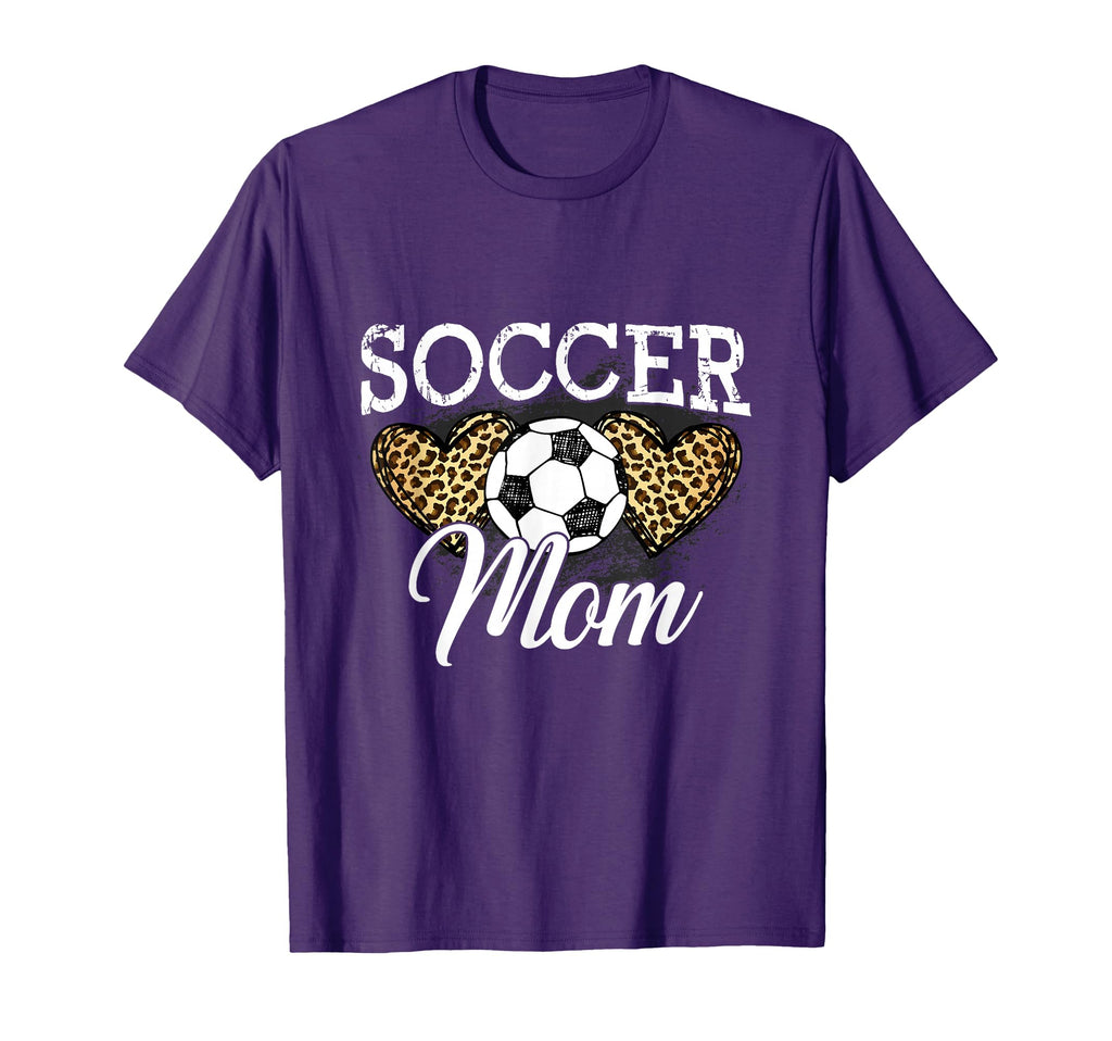 Soccer Mom Mother Leopard Soccer T-Shirt - Casual Everyday Wear for Adults