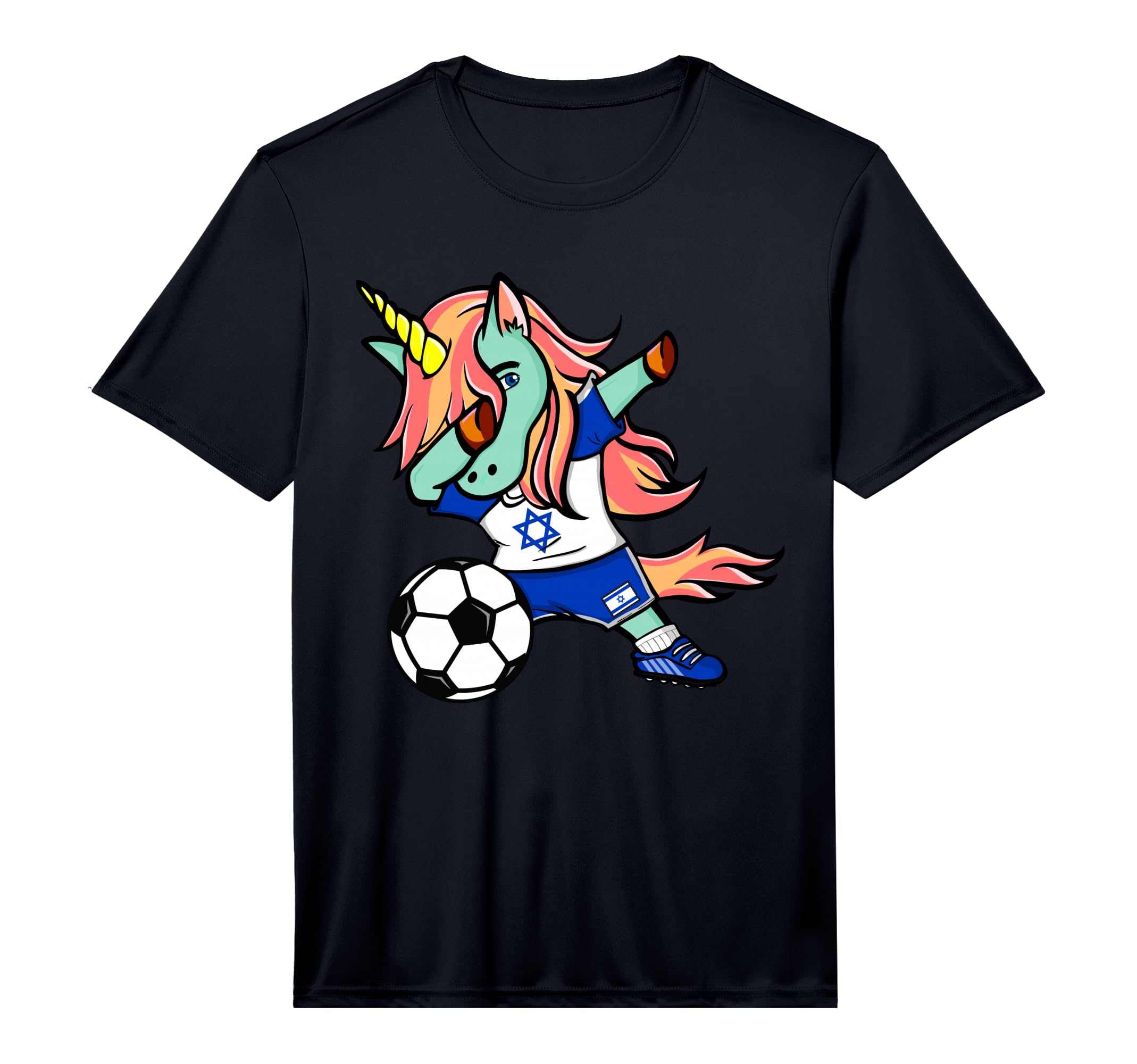 Funny Dabbing Unicorn Israel Football T-Shirt - Graphic Print Men Women