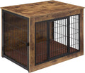 FLEXIMOUNTS Dog Crate Furniture with Cushion, Wooden Dog Kennel Furniture, Heavy Duty Dog Cage, 27" Dog Kennel with Double Doors