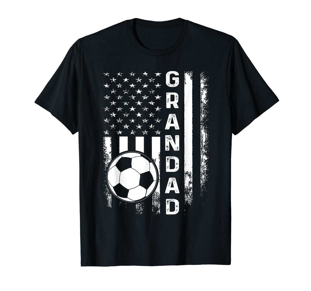 Soccer Grandad American Flag T-Shirt - Fun Novelty Design Men Women