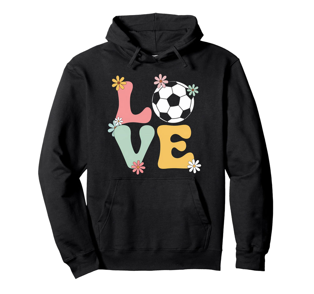 Colorful Love Soccer Floral Accents Hoodie - Minimalist Print Unisex
