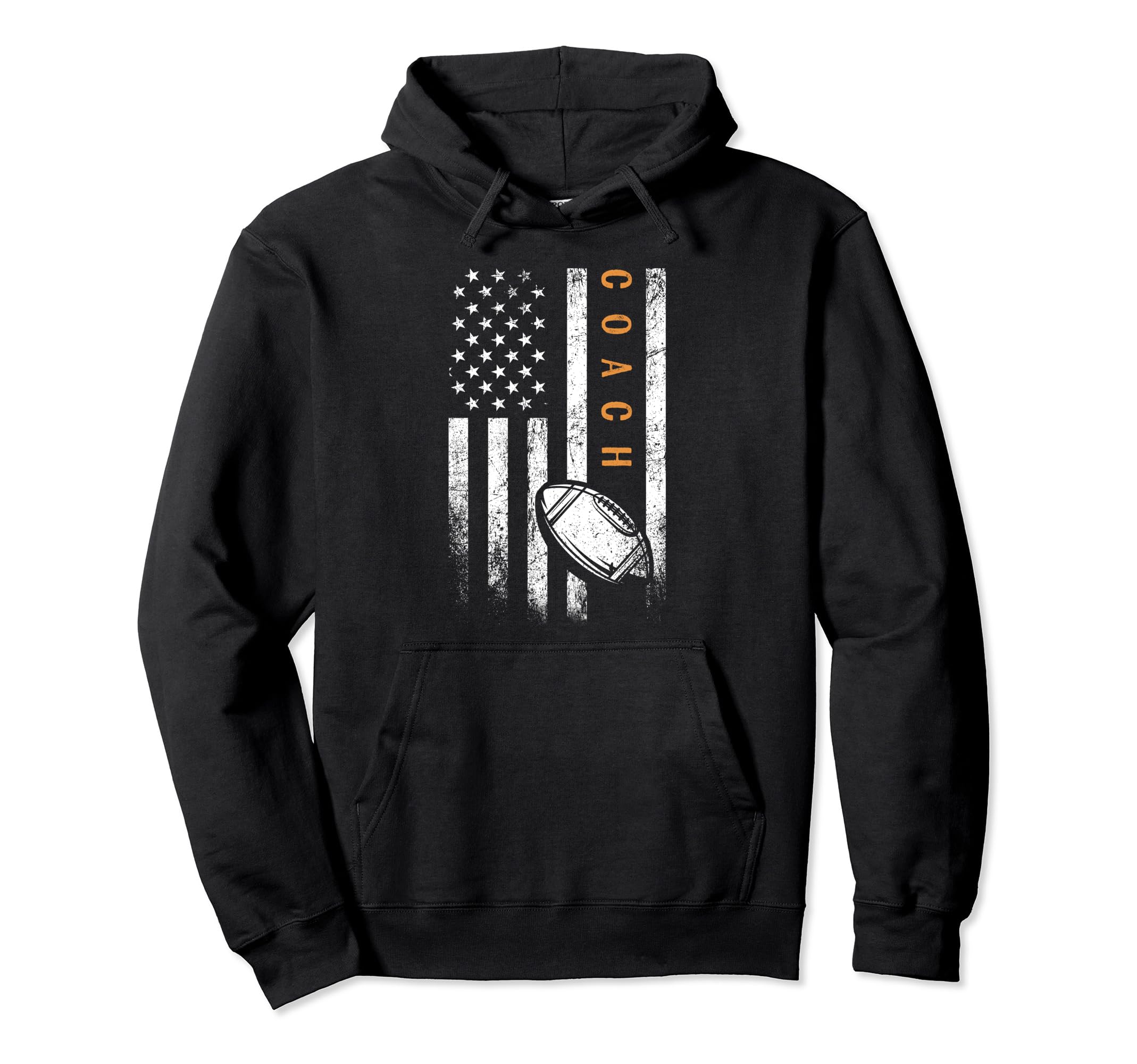 Football Coach American Flag Football Hoodie - Trendy Graphic for Adults