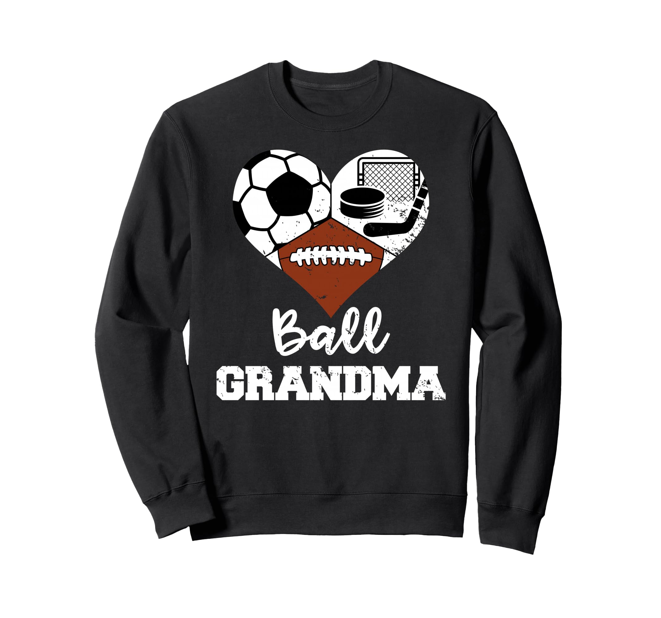 Ball Grandma Heart Funny Soccer Sweatshirt - Unique Graphic Men Women