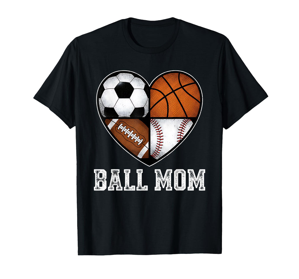 Mom Both Heart Soccer Baseball Sports T-Shirt - Graphic Print Men Women