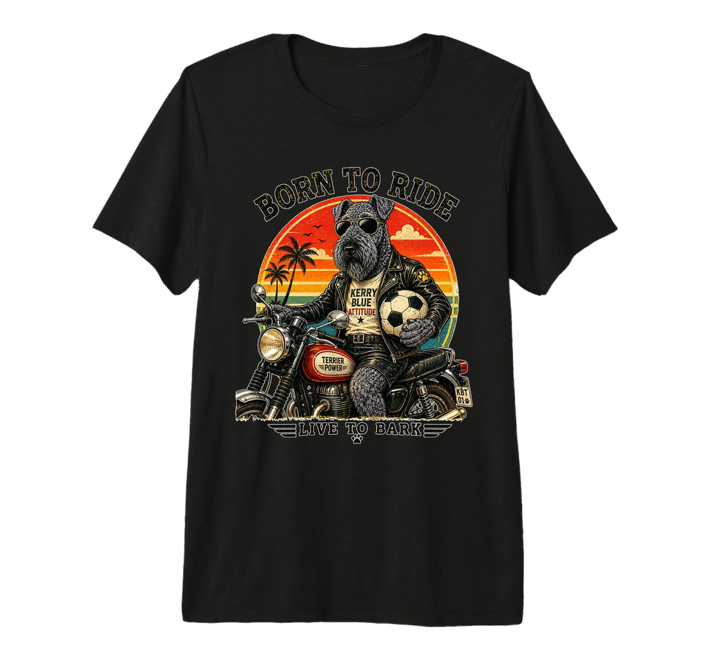 Kerry Blue Terrier Motorbike Love T-Shirt - Graphic Print for Adults