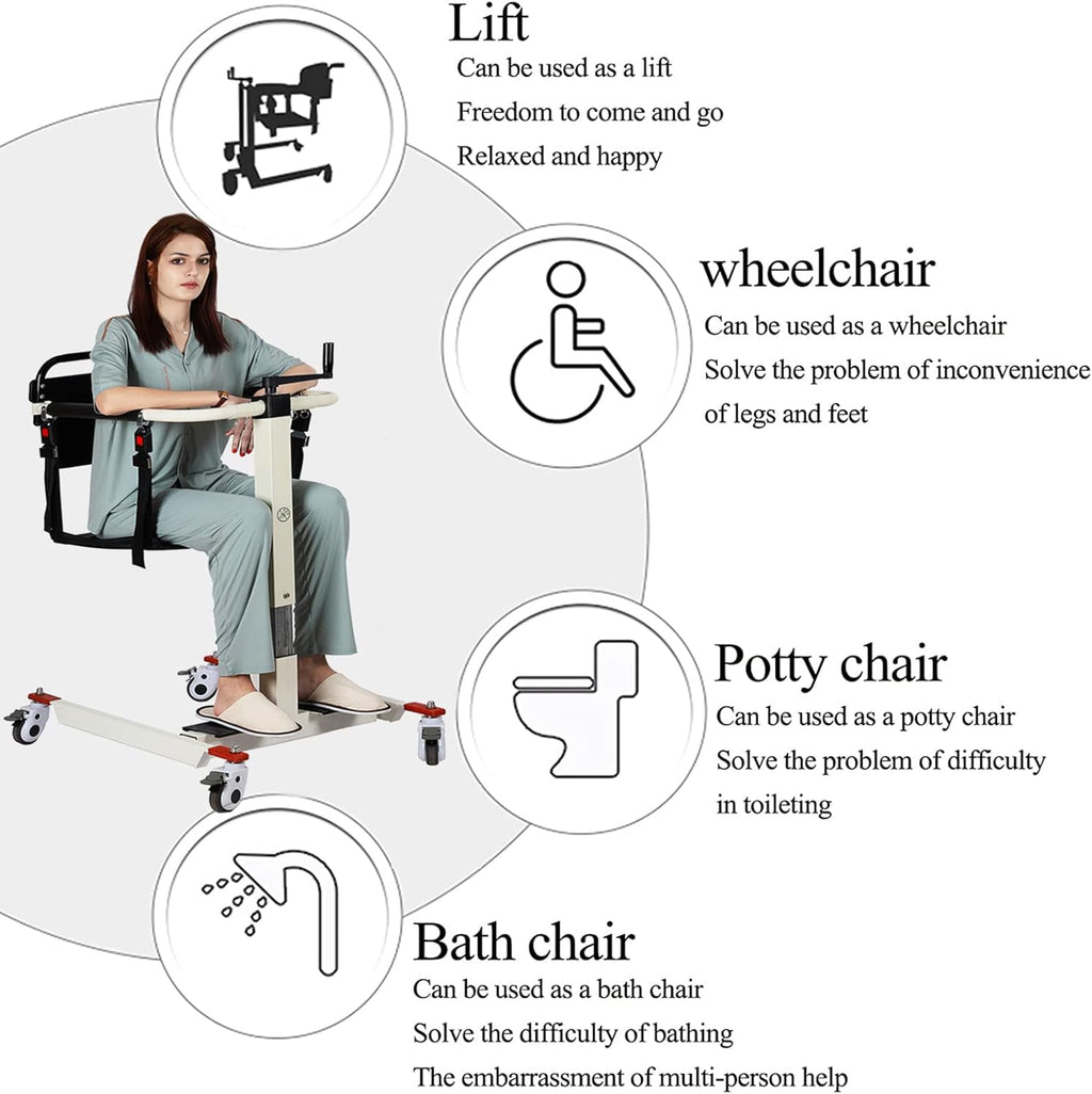 Patient Lift Transfer Chair, Patient Lift Wheelchair for Home and Car Portable Patient Lift Chair Wheelchair Lift for Home, Disabled and Elderly Nursing, Height/Width Adjust