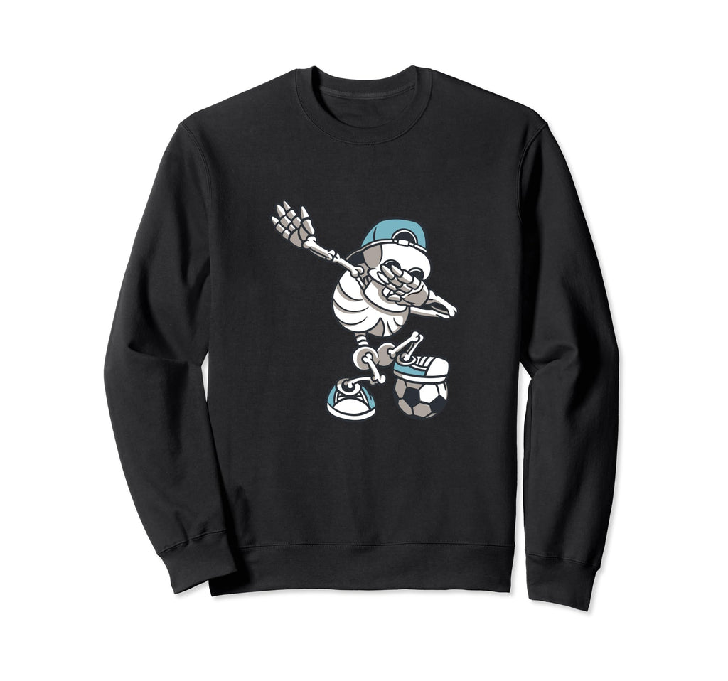 Dabbing Skeleton Soccer Player Funny Sweatshirt - Minimalist Print Unisex