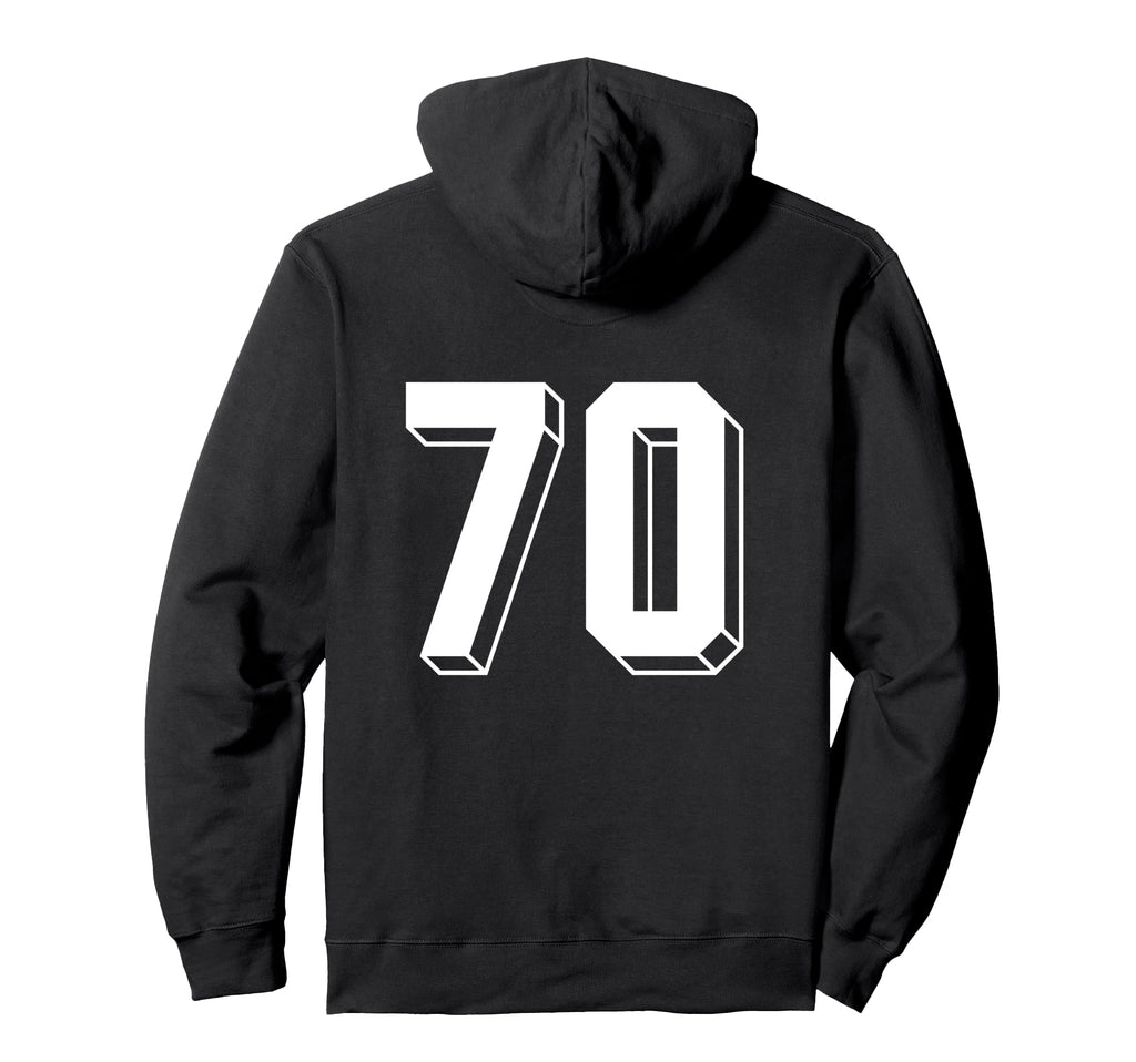 Number 70 Backside 80S 90S Team Jersey Hoodie - Trendy Graphic for Adults