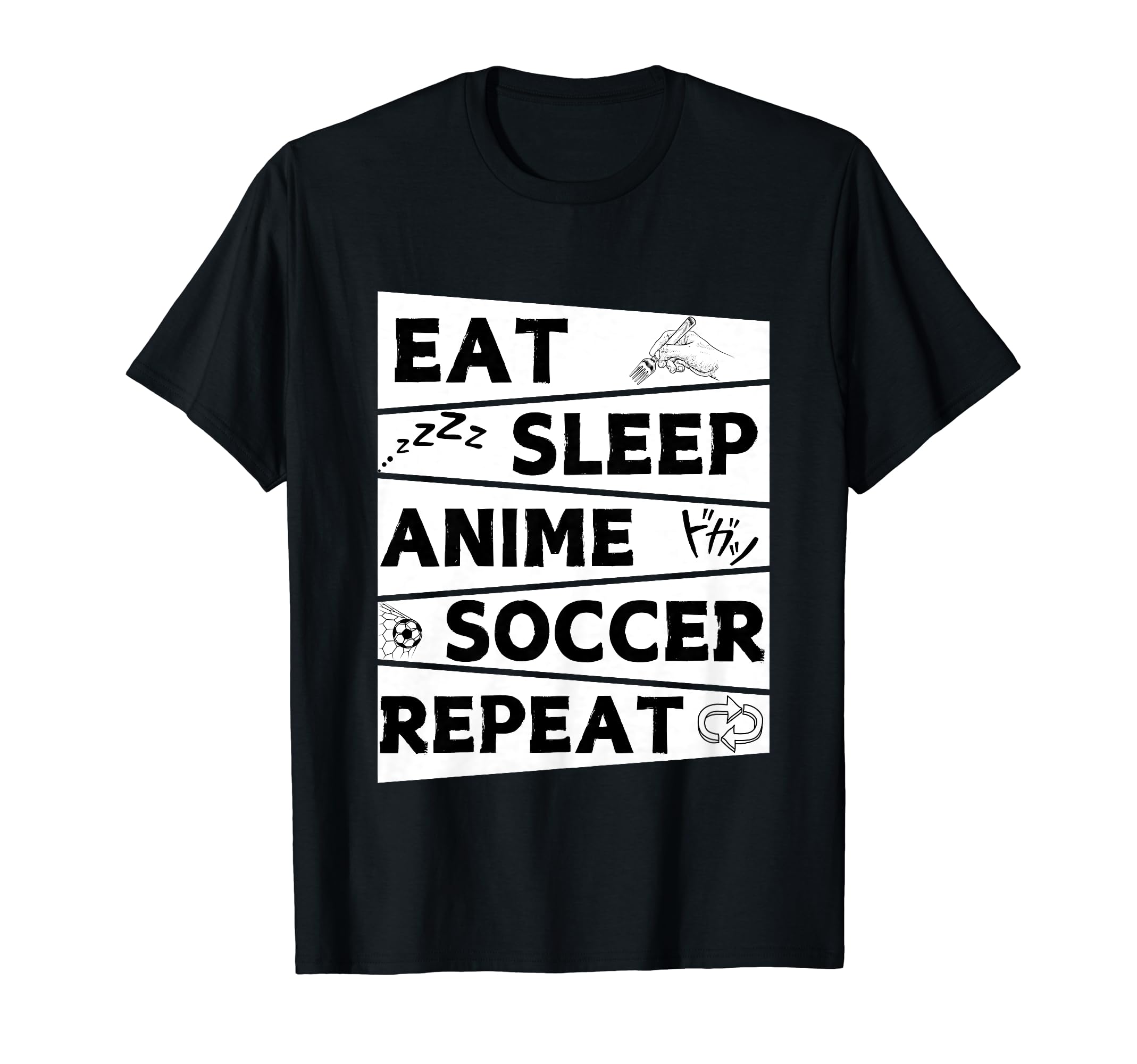 Funny Eat Sleep Anime Soccer Repeat T-Shirt - Unique Graphic for Adults