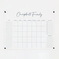 Personalized Clear Acrylic Calendar for Wall, Calendar Whiteboard for Wall, Dry Erase Wall Calendar, Wall Calendar Organizer System for Home (Cursive, Navy, 47.5"W x 36"H)