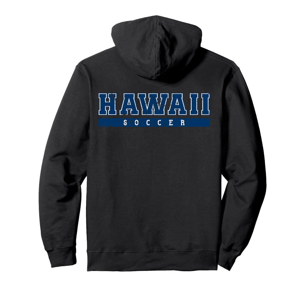 Hawaii Soccer Blue Text Hoodie - Fun Novelty Design for Adults