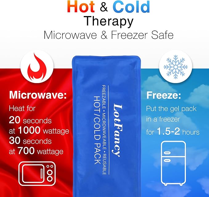 LotFancy Ice Packs for Injuries Reusable, 2 Gel Packs Wrap for Knee Head Neck Ankle Wrist Elbow Foot Legs Back Joint Pain Relief, Hot Cold Therapy for Surgery Recovery, First Aid, FSA HSA Eligible