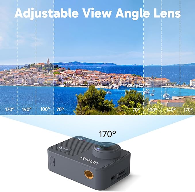 AKASO V50X Native 4K30fps WiFi Action Camera with EIS Touch Screen 4X Zoom 131 feet Waterproof Camera Support External Mic Remote Control with Helmet Accessories (with 128GB MicroSD Card)
