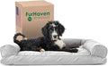 Furhaven Pillow Dog Bed for Large/Medium Dogs w/ Removable Bolsters & Washable Cover - Quilted Sofa - Silver Gray, Large