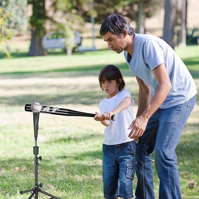 Batting Tee Baseball Tee,Softball Travel Portable Tee Tripod Stand Rubber Tee for Batting Training Practice with Carrying Bag