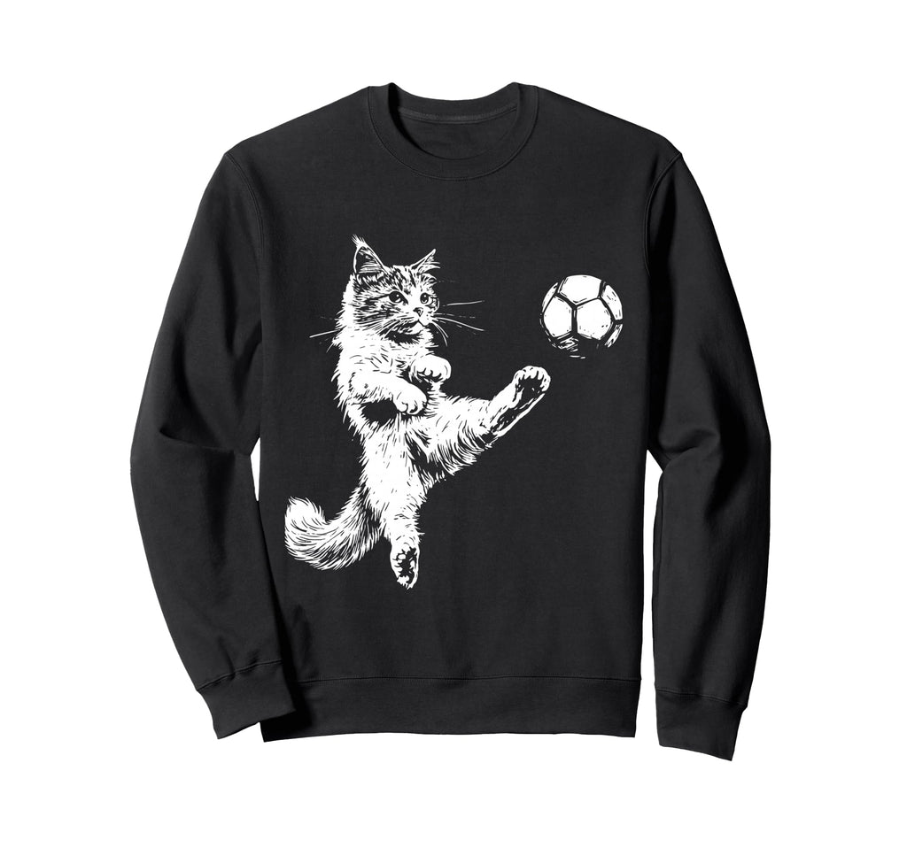 Kitten Playing Soccer Funny Cat Lover Sweatshirt - Minimalist Print Unisex