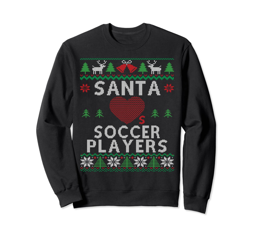 Santa Loves Soccer Players Funny Sweatshirt - Streetwear Style for Adults