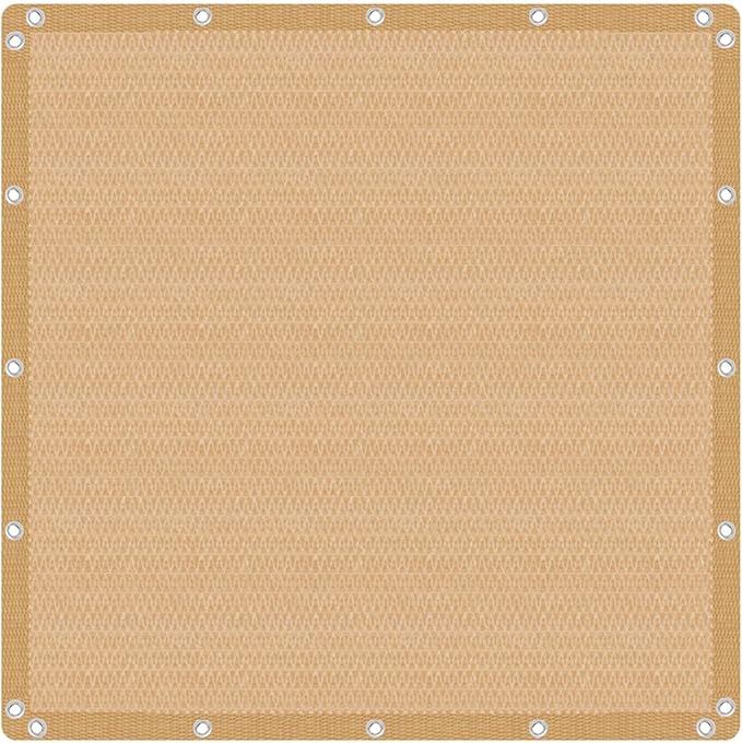 VICLLAX Shade Fabric Sun Shade Cloth with Every 2 FT Grommets for Patio Garden Pergola Cover Canopy 10x22 FT, Wheat