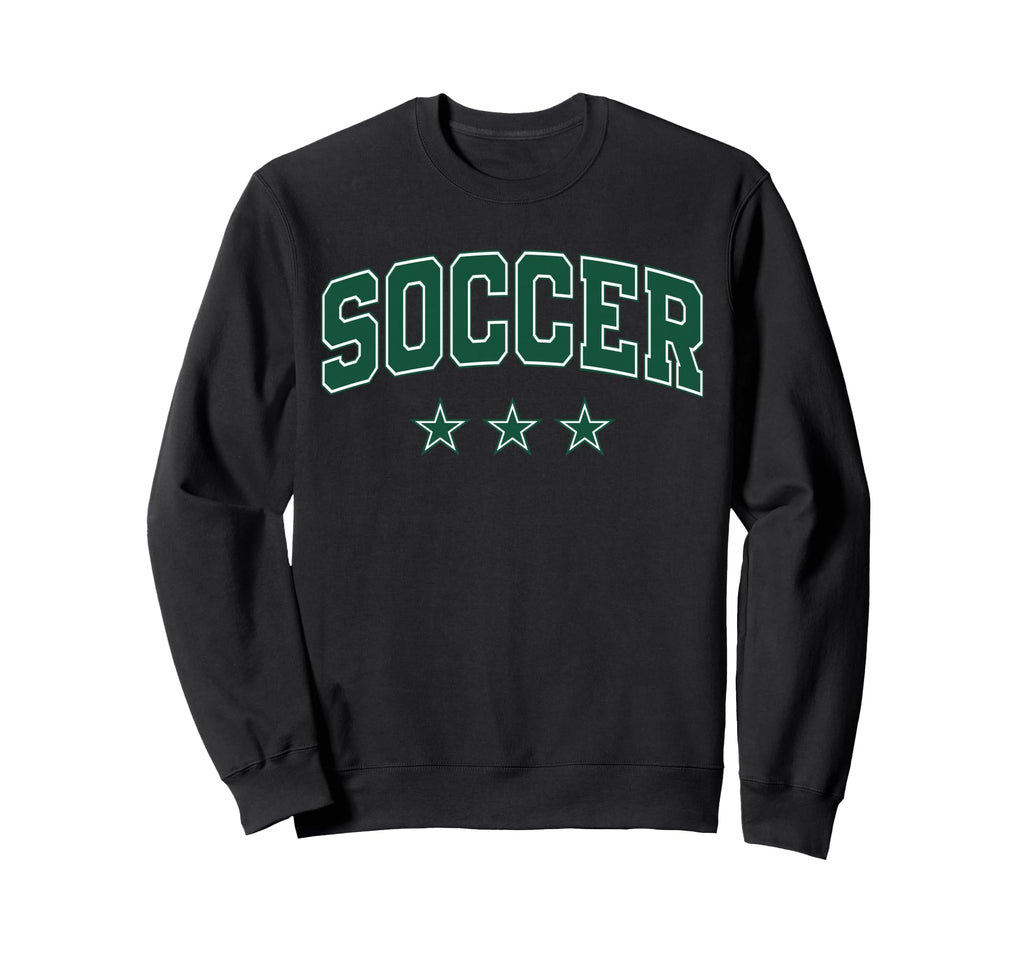 Soccer All Green Stars Text Sweatshirt - Fun Novelty Design Men Women