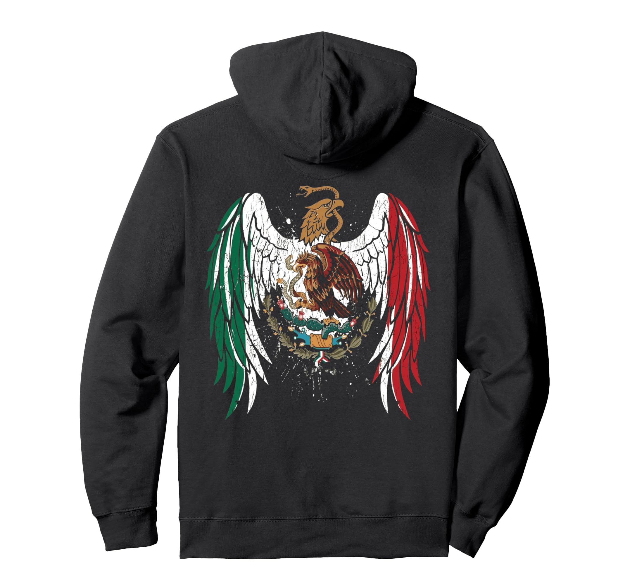 Mexican Eagle Wings Flag Distressed Pride Hoodie - Graphic Print Men Women