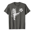 Soccer Cat Star Player Score Game T-Shirt - Minimalist Print for Adults
