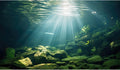 Under The Sea Aquarium Background Aquatic Plants Deep Sea Fish Tank Background Underwater Sunray Rock Terrarium Backgrounds Deep Ocean Floor Tropical Fish Tank Backgrounds 72x24in