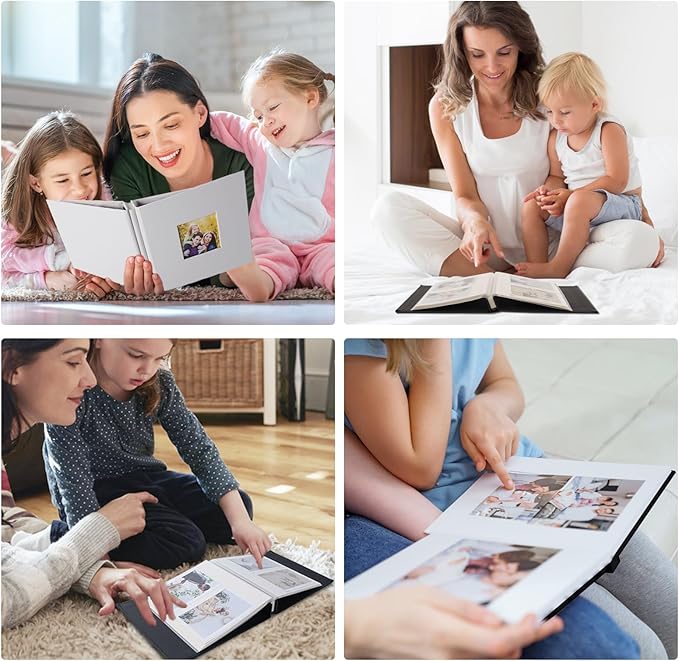 RECUTMS Photo Album Self Adhesive Magnetic Scrapbook 4x6 5x7 8x10 Pictures Scrapbook Album, 40 Pages Photo Book for DIY Baby Family Wedding with Metal Pen and Plastic Board (White)