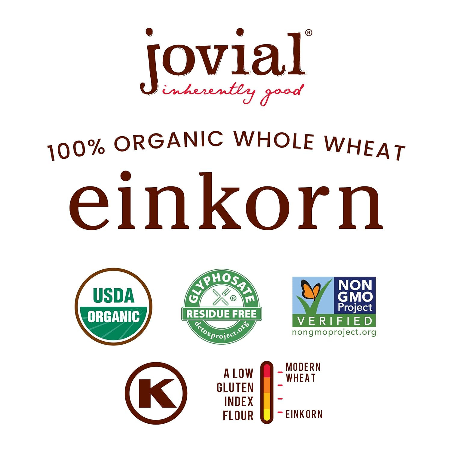 Jovial Organic Whole Grain Einkorn Fusilli Pasta, 12 oz, Case of 12