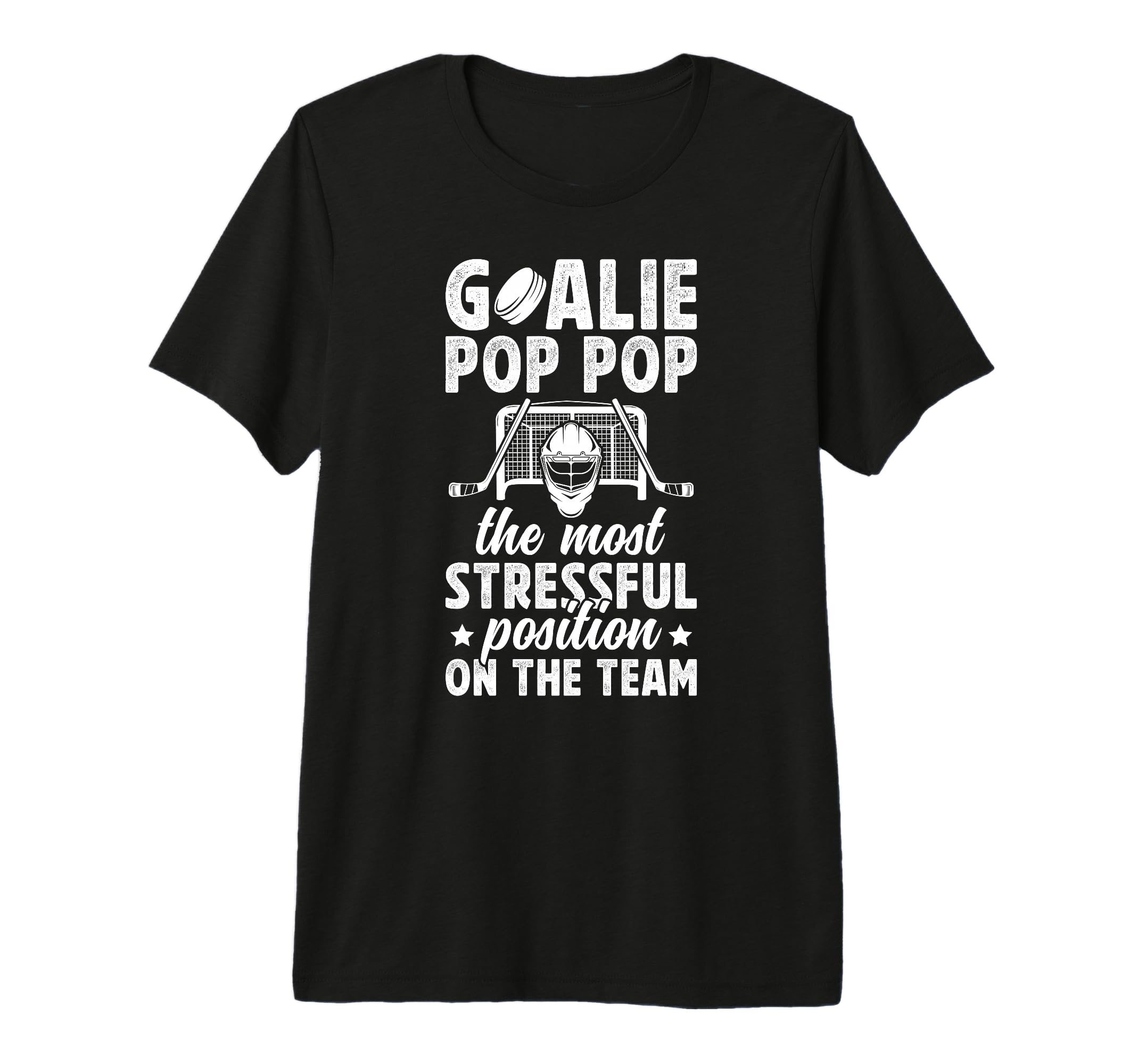 Mens Funny Hockey Goalie Pop Pop Ice T-Shirt - Novelty Apparel for Adults