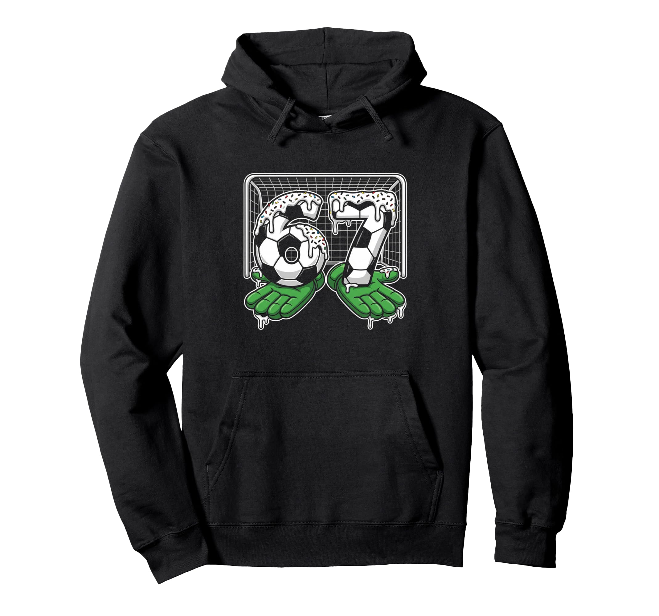 67 Soccer Ball Goalie Net Gloves Hoodie - Minimalist Print Men Women