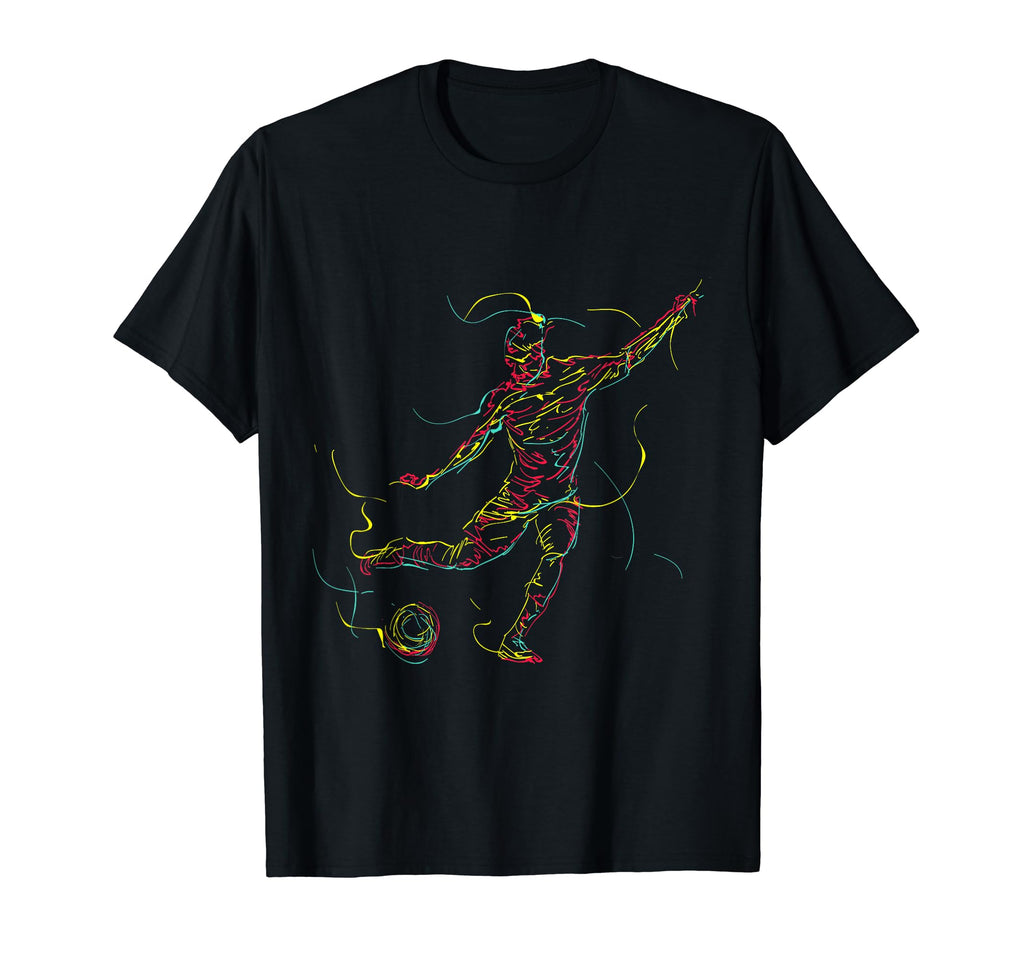 80S Colorful Soccer Player Pop T-Shirt - Unique Graphic for Adults