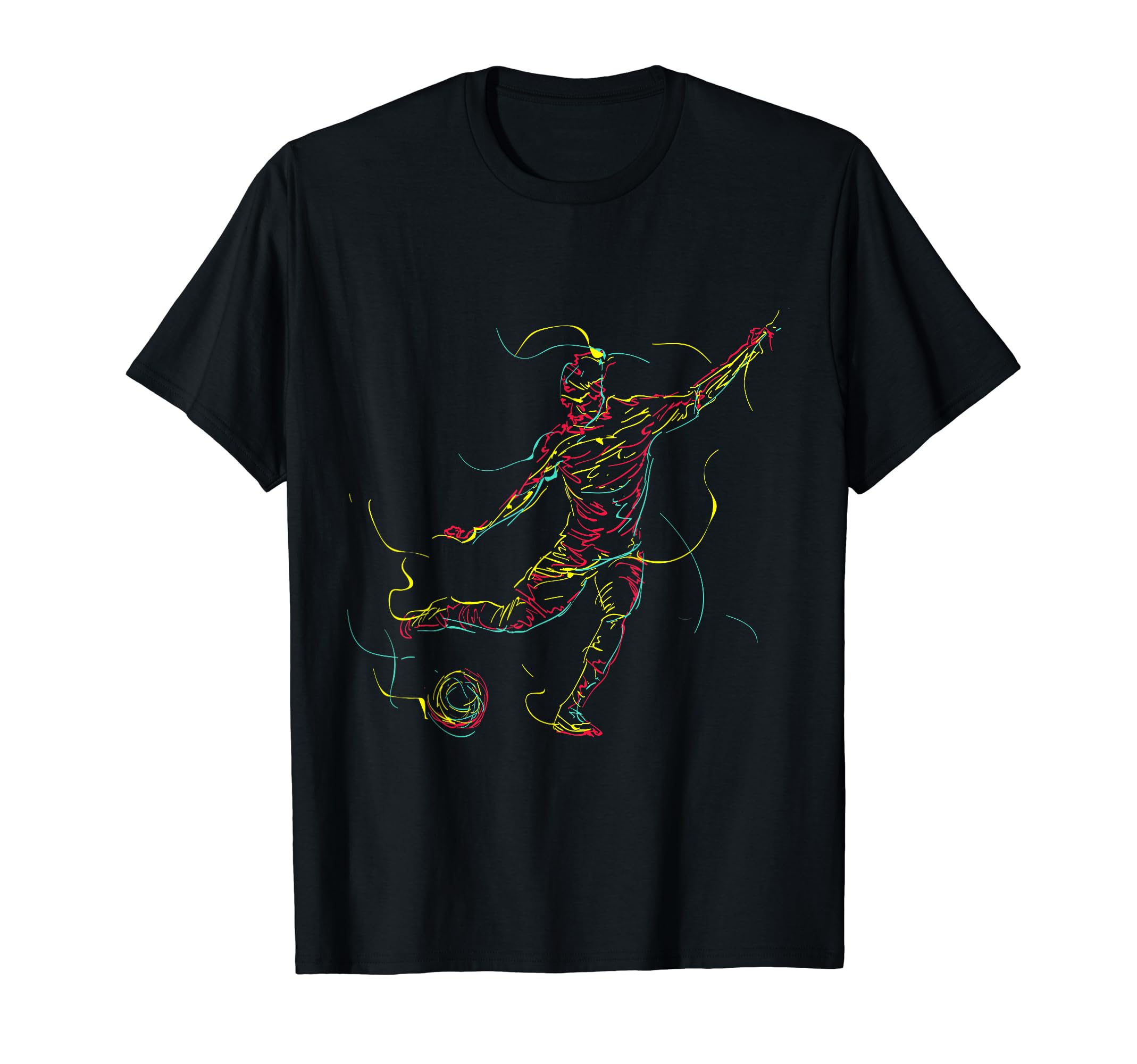 80S Colorful Soccer Player Pop T-Shirt - Unique Graphic for Adults