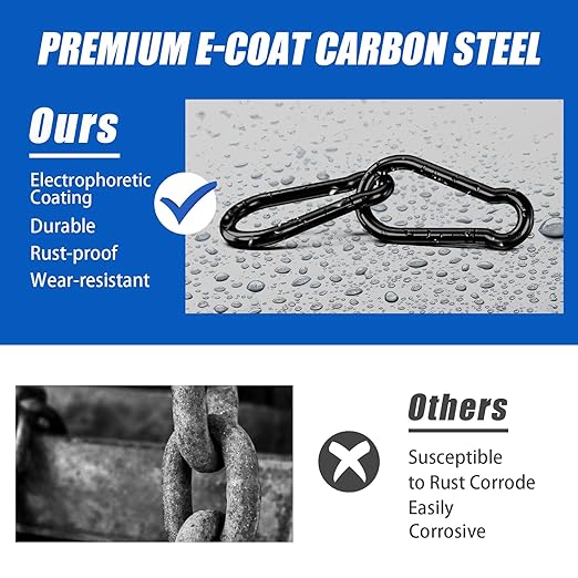 KINLINK 15 Pack Black Carabiner Clip, 2.75 inch Heavy Duty Spring Snap Hook, Small Caribeener Clips for Outdoor Camping, Swing Set, Hammock, Hiking Travel, Fishing, Quick Link Keychain