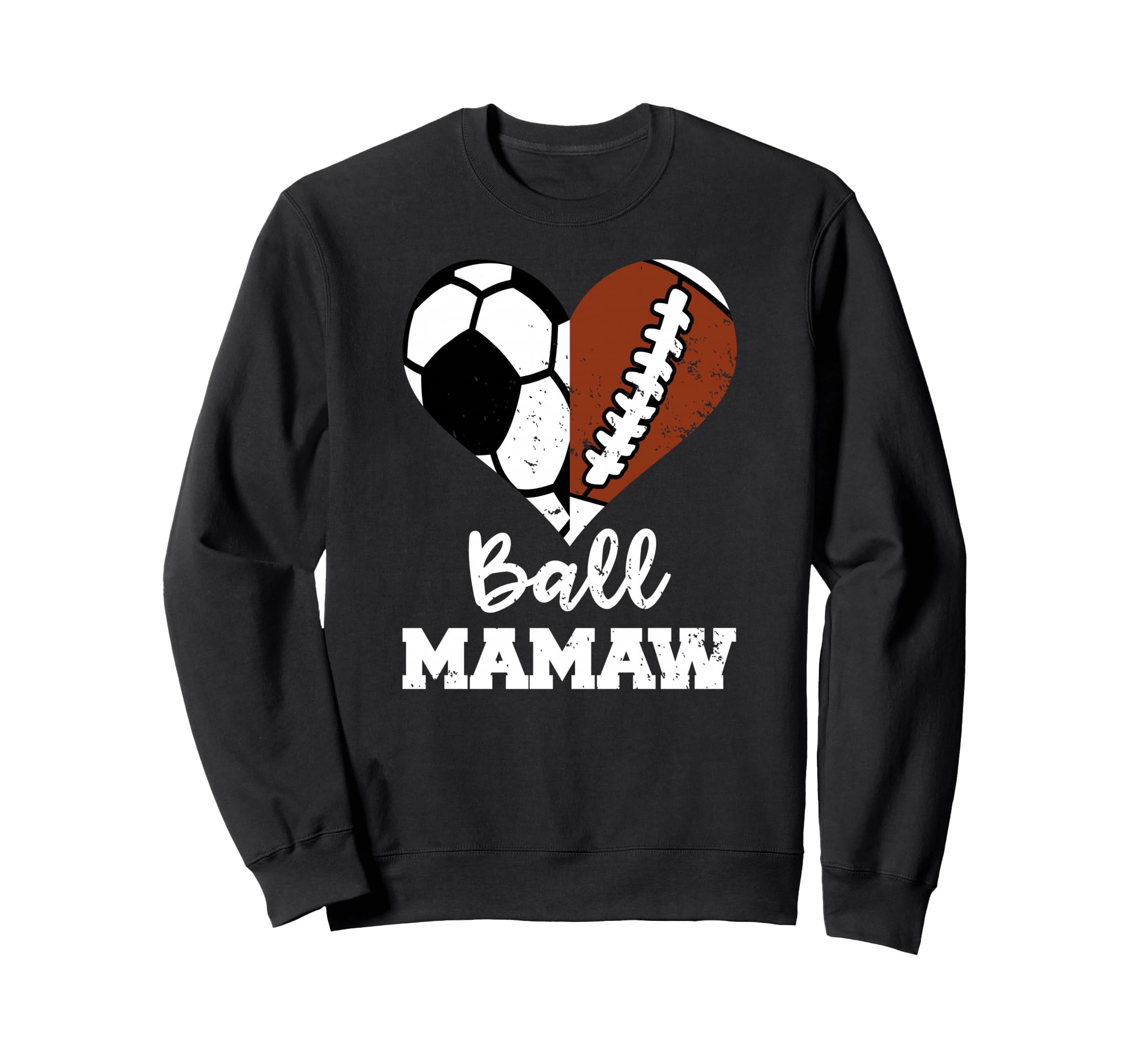 Ball Mamaw Heart Funny Soccer Sweatshirt - Casual Everyday Wear for Adults